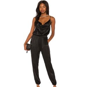 Bobi BLACK Sleek Textured Jumpsuit in Black Medium
